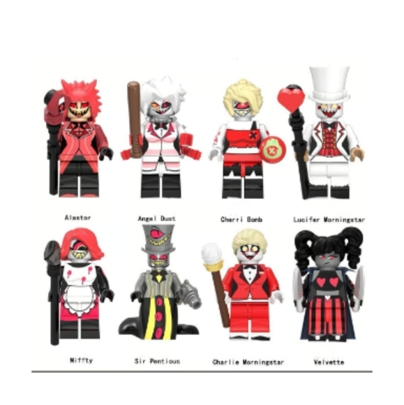 8 Minifigures- Hazbin Hotel Lego Compatible Minifigures with Accessories New! - Picture 9 of 9